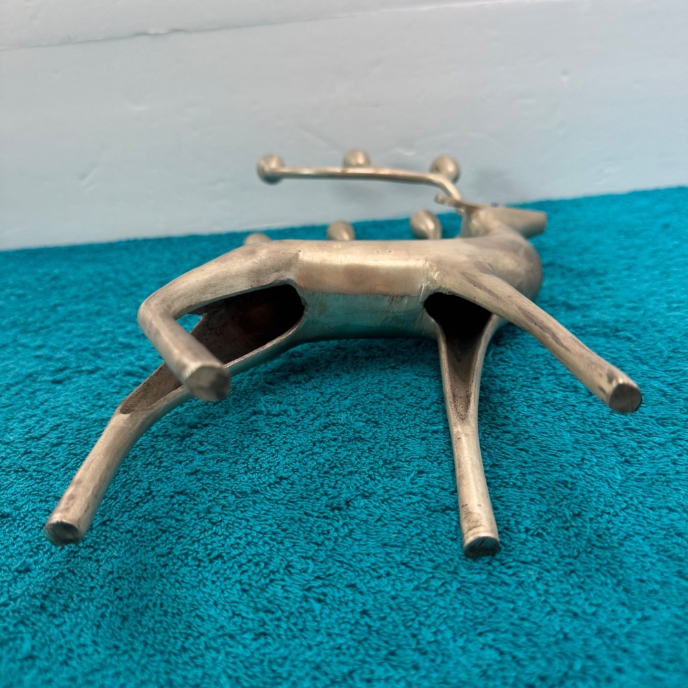 Vintage Silver Metal Reindeer Candelabra 6 Antler Taper Candle Holder Blue Eyes - Picture 11 of 12